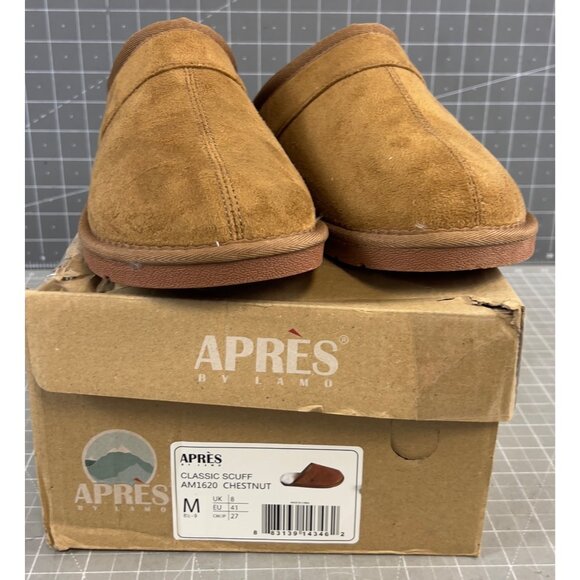 Apres by LaMO Men’s Scuff Slippers Light Brown Sz M (8.5-9) New Shearling Leathe - Picture 1 of 8